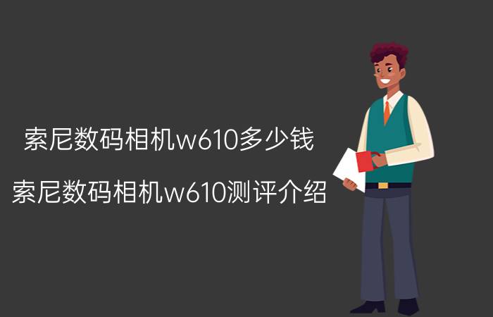 索尼数码相机w610多少钱 索尼数码相机w610测评介绍